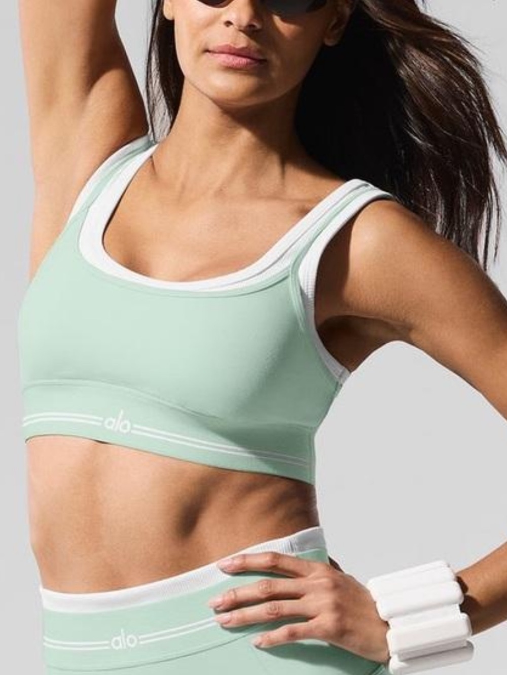 Alo Yoga Airbrush Better Together Bra Spearmint White XS NWT